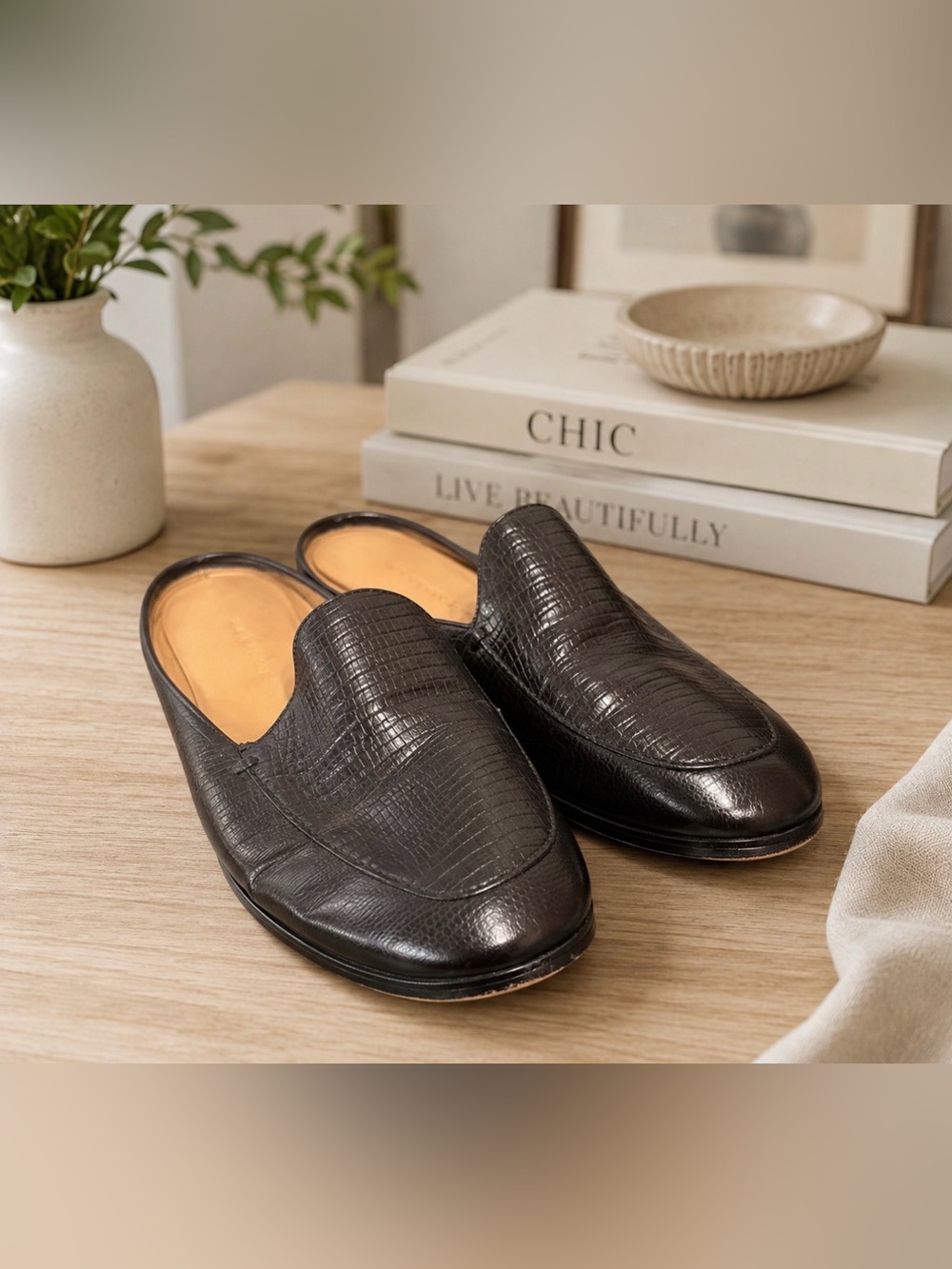 Banana Republic black leather mules size 8.5